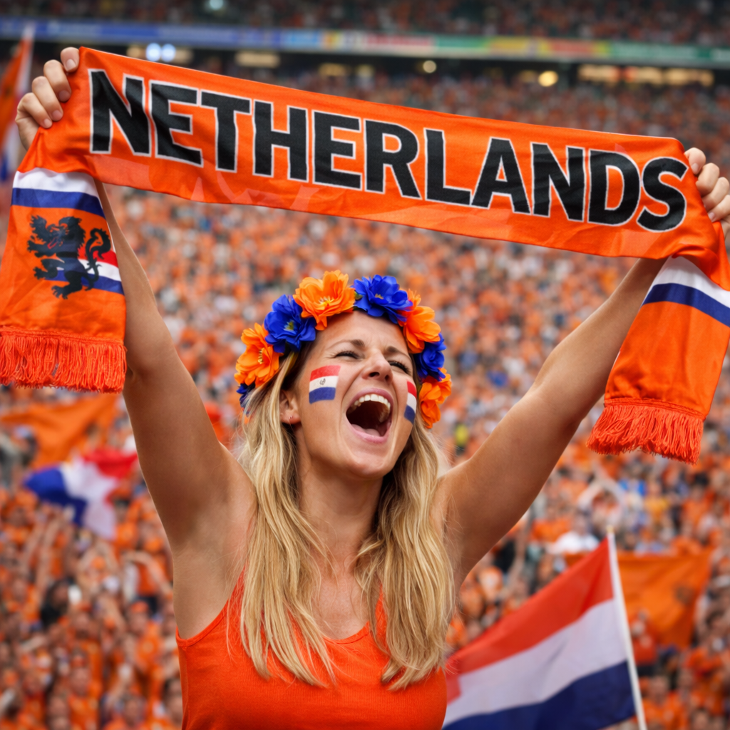 Cachecol de Adepto da Seleção Holandesa