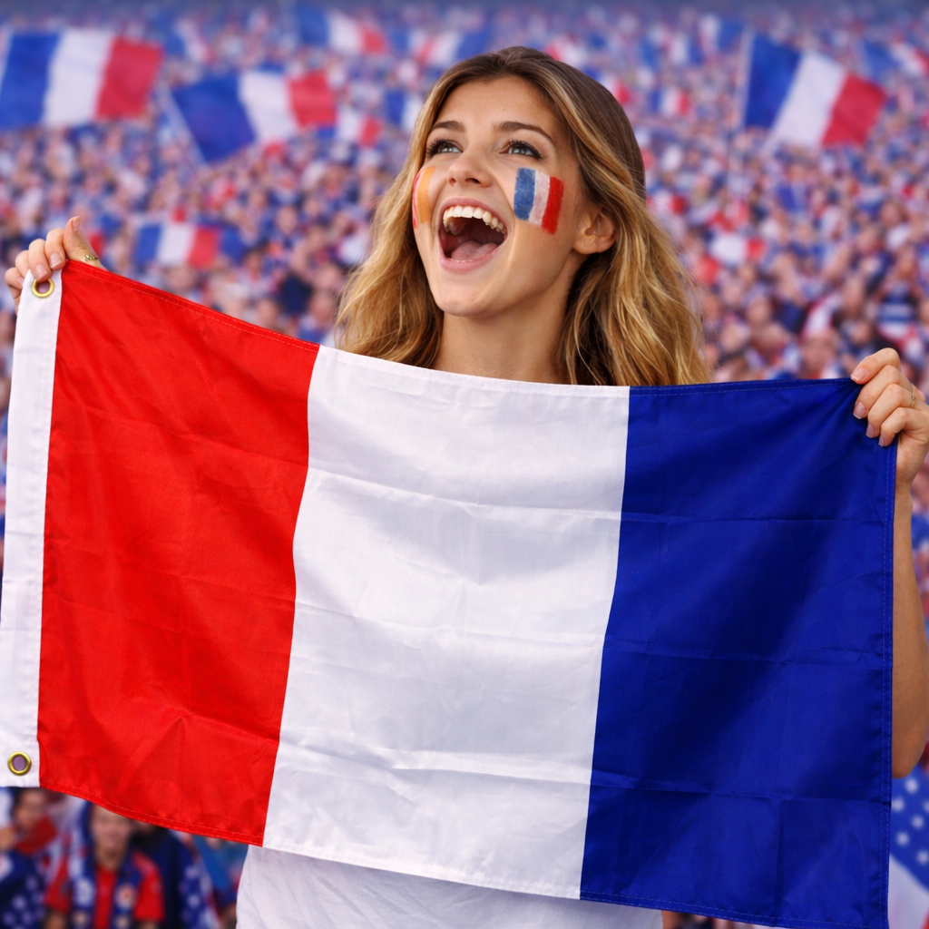Flag of a supporter of the French National Team.