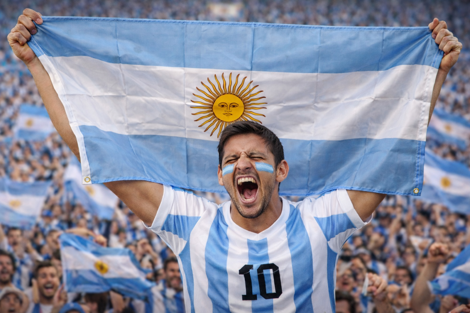 Bandeira de Adepto da Seleção da Argentina