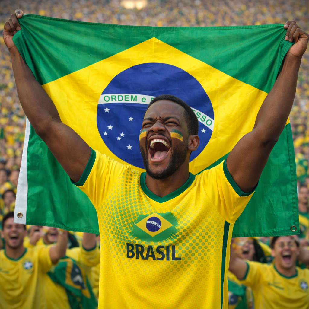 Flag of a supporter of the Brazilian National Team.