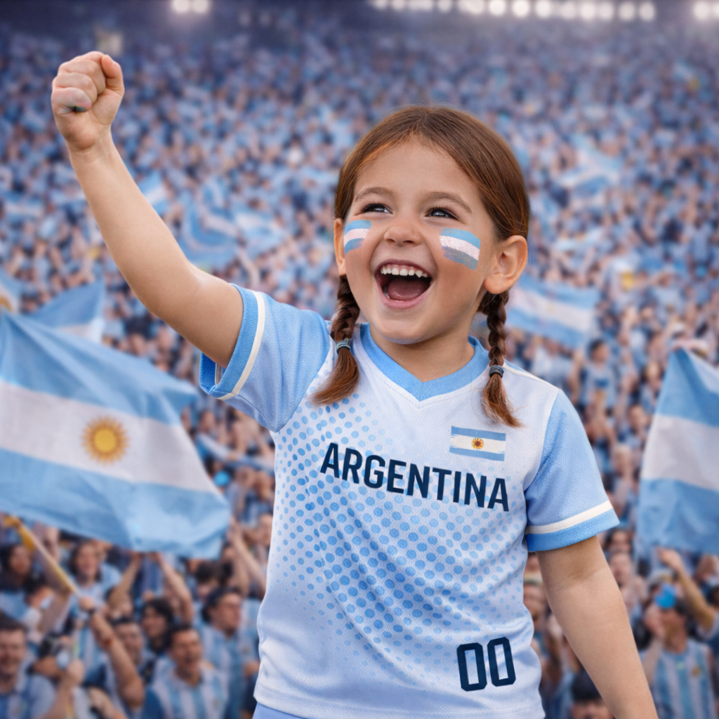 Equipamento de Adepto Infantil da Seleção da Argentina