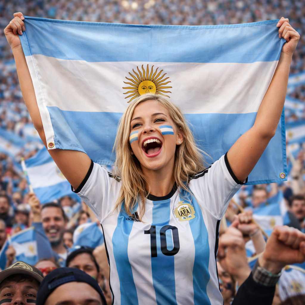 Bandeira de Adepto da Seleção da Argentina